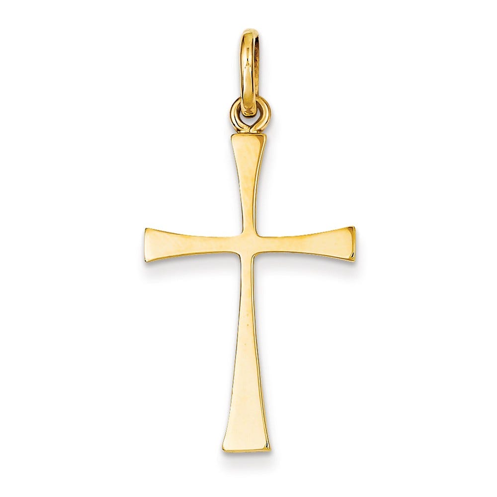 14K Gold Polished Flared Cross Pendant