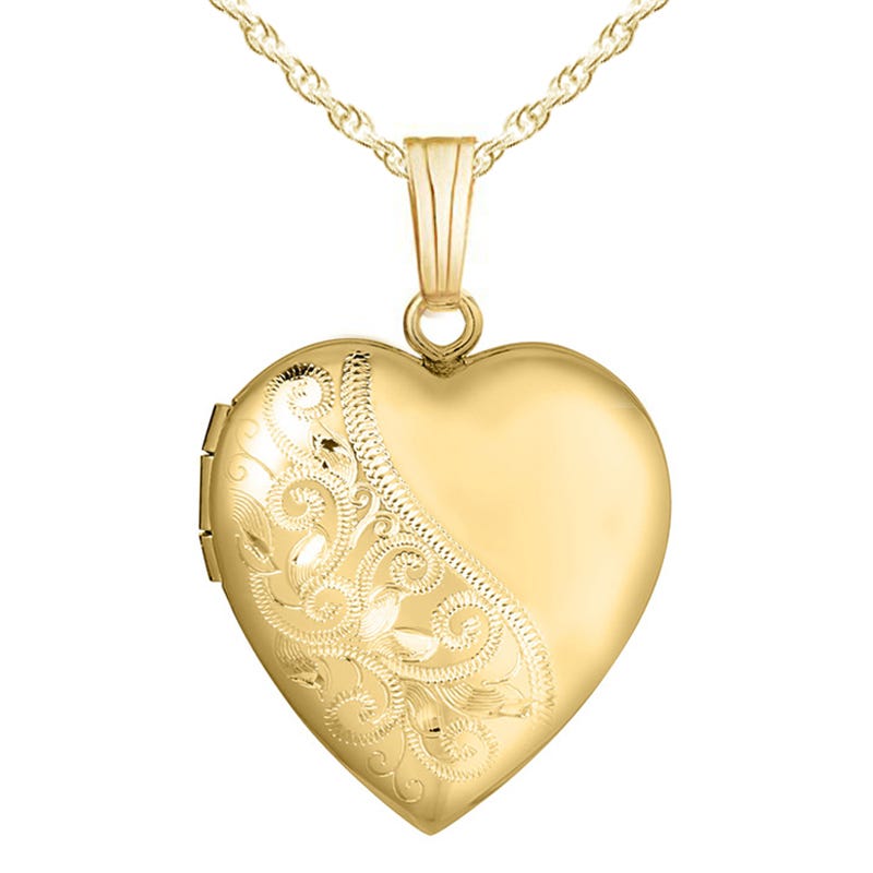 14K Gold Filled Floral Heart Photo Locket
