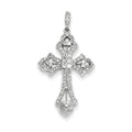 14K White Gold Diamond Budded-Tip Cross Pendant