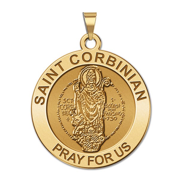 Saint Corbinian Round Religious Medal