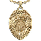 Personalized Police Badge Necklace or Charm - Shape 2