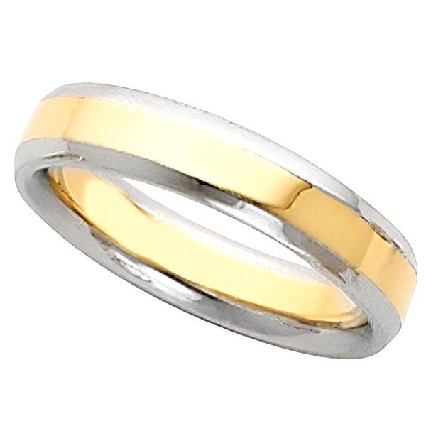 14K Two-Tone Approx. 0.20 Inch Domed Wedding Band