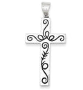 Sterling Silver Latin Scrollwork Cross Pendant