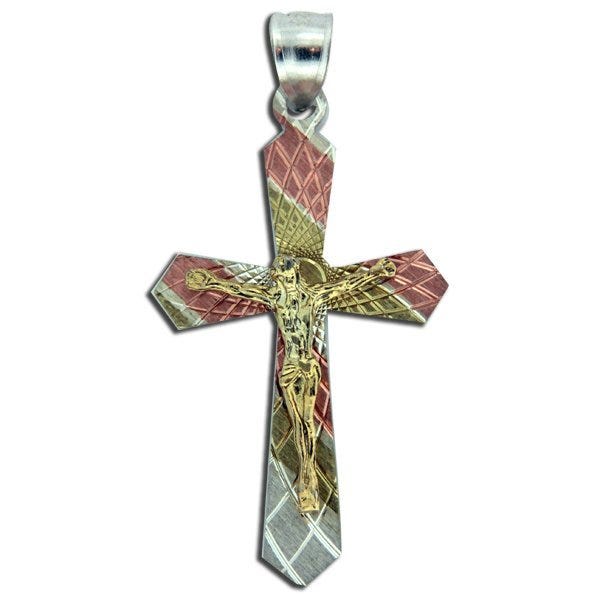 Tri-Color Crucifix Cross Pendant