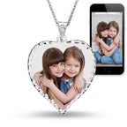 Heart Photo Pendant with Diamond Cut Edge with 18 Inch Chain