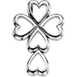14K White Gold Heart Cross Pendant