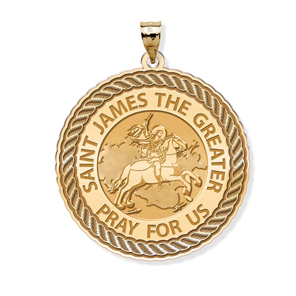 Saint James The Greater Round Rope Border Religious Medal