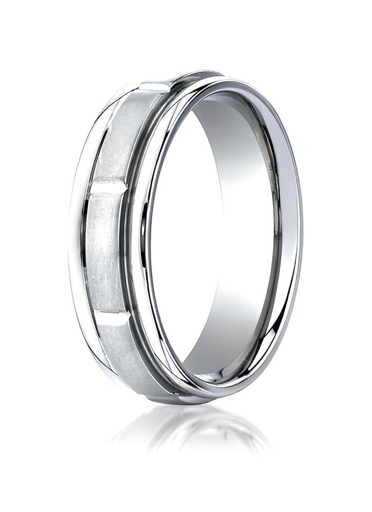 Cobalt Chrome Ridged Edge Comfort Fit Approx. 0.28 Inch Wedding Band