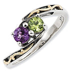 Sterling Silver & 14K Two-Stone Antiqued Mother's Ring