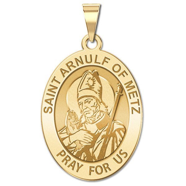 Saint Arnulf Of Metz Oval Religious Medal