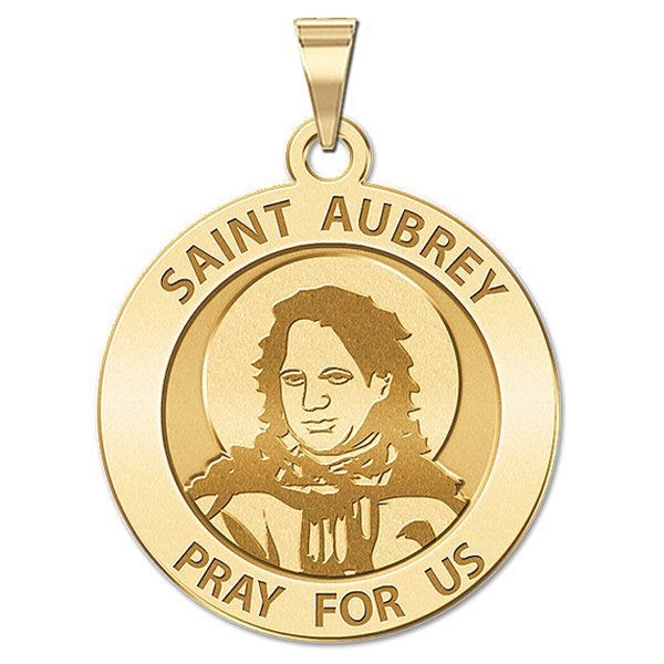 Saint Aubrey Round Religious Medal