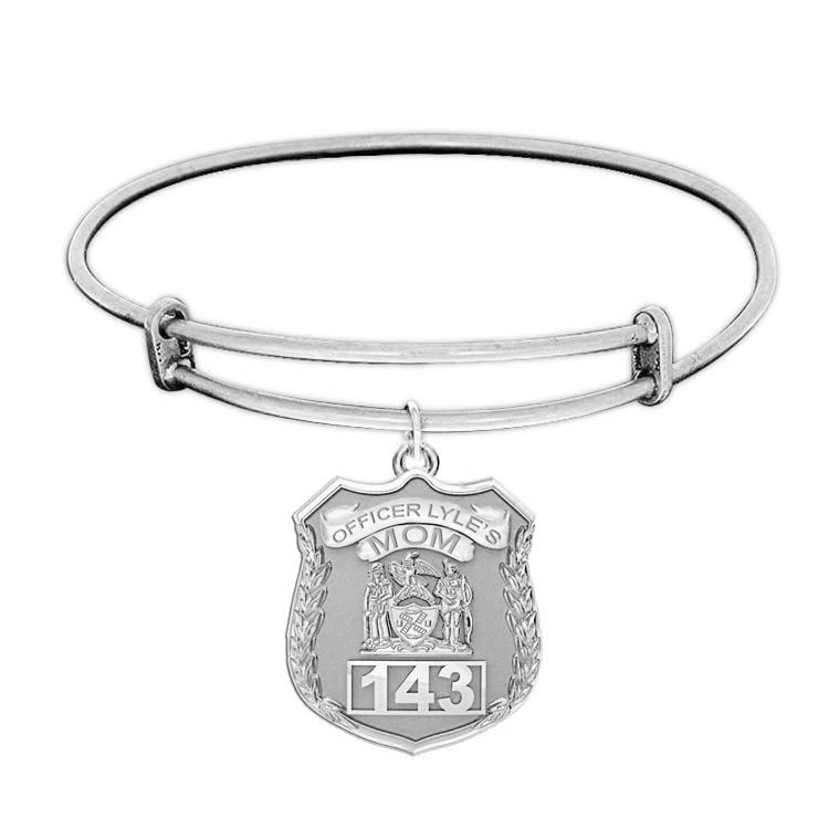 Police Mom Personalized Police Badge with Officer's Number Expandable Bracelet