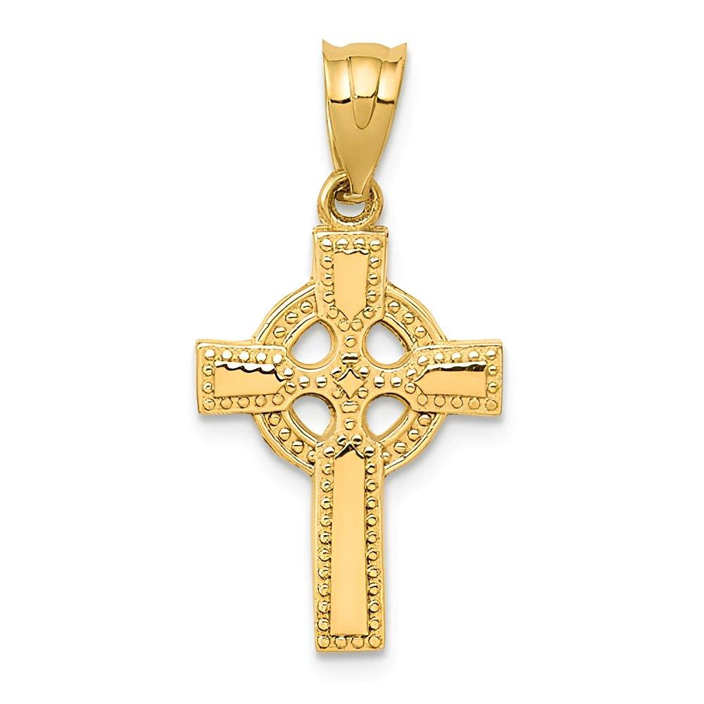 14K Celtic Quatrefoil Center Cross Pendant
