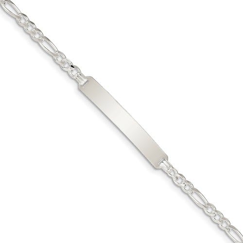 Custom Engraved Sterling Silver Women's Figaro Link ID Bracelet