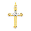 14K Two-Tone Claddagh Cross Pendant