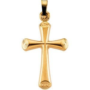 Gold Spiral Ends Cross Pendant