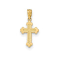 14K Yellow Gold Small Budded Cross Pendant