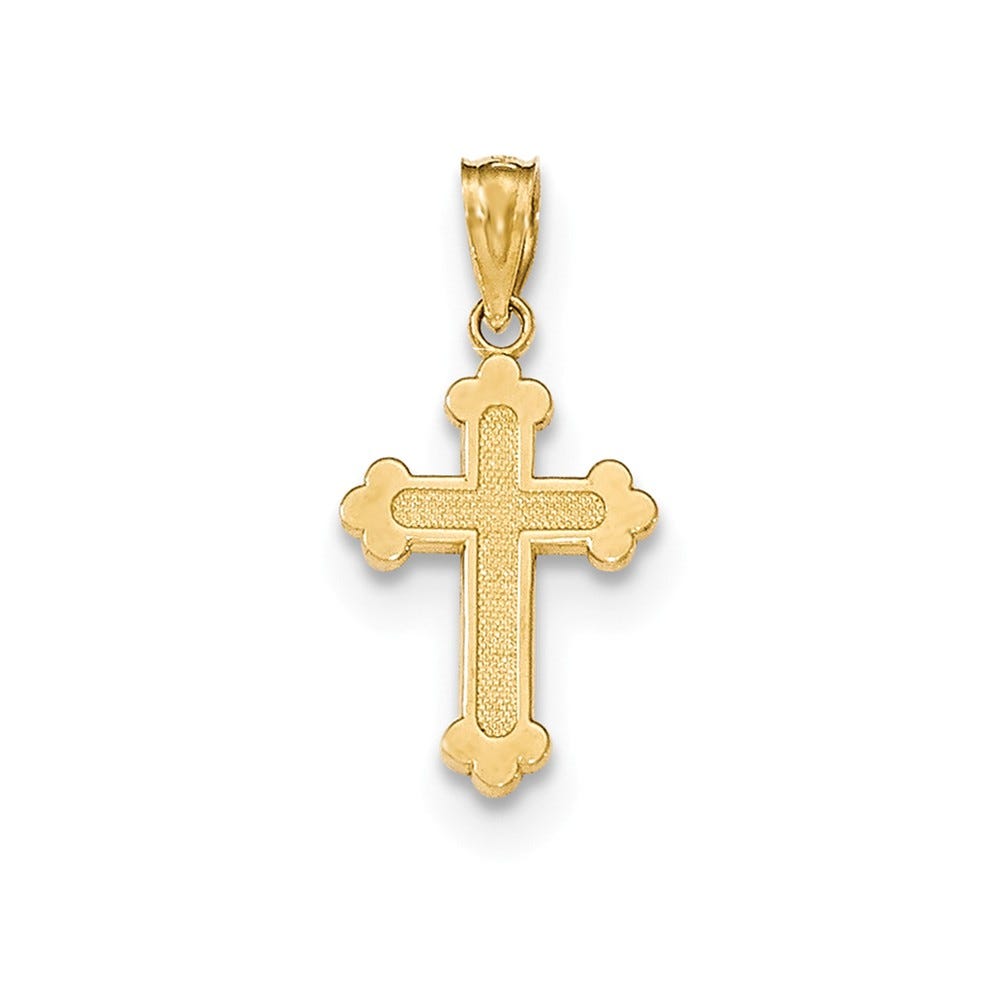 14K Yellow Gold Small Budded Cross Pendant