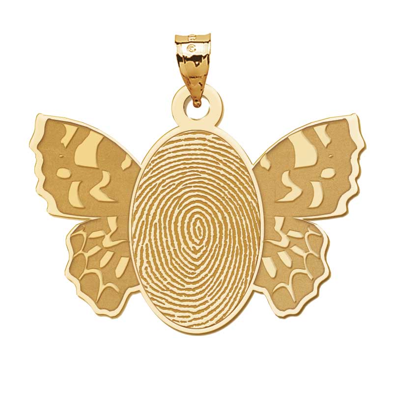 Custom Fingerprint Butterfly Charm or Pendant