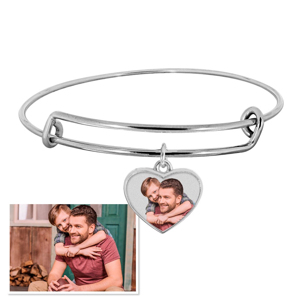 Expandable Photo Charm Heart Bracelet
