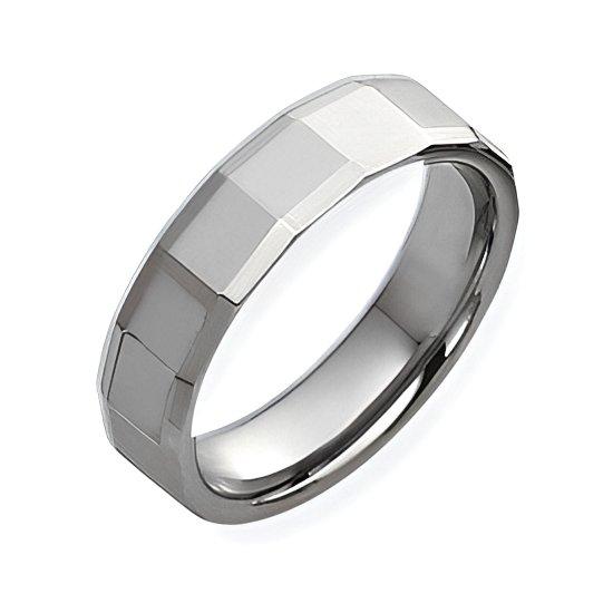 Tungsten Faceted Approx. 0.24 Inch Polished Wedding Band