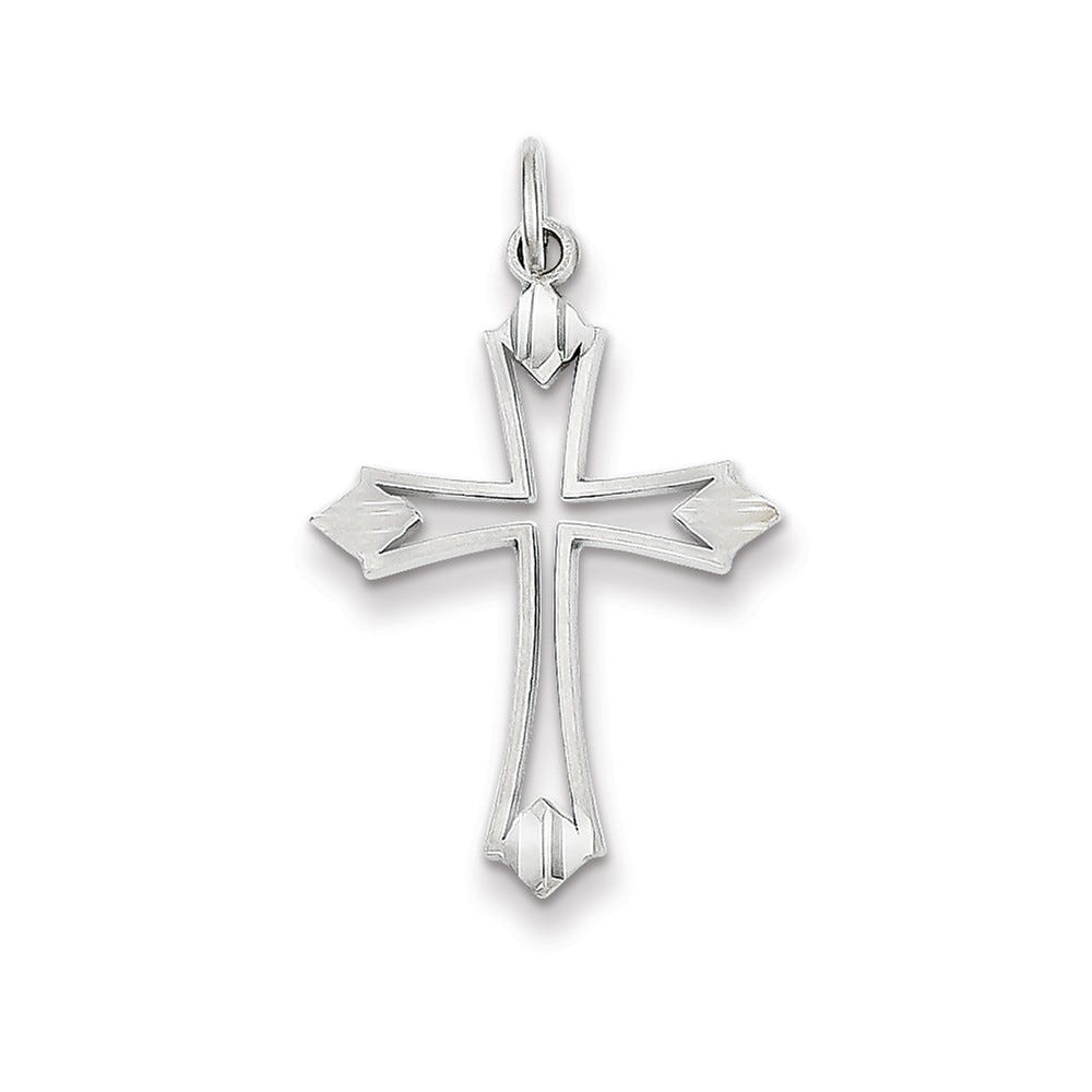14K White Gold Passion Arrow-Tip Cross Charm