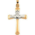 Two Tone Claddagh Cross Pendant