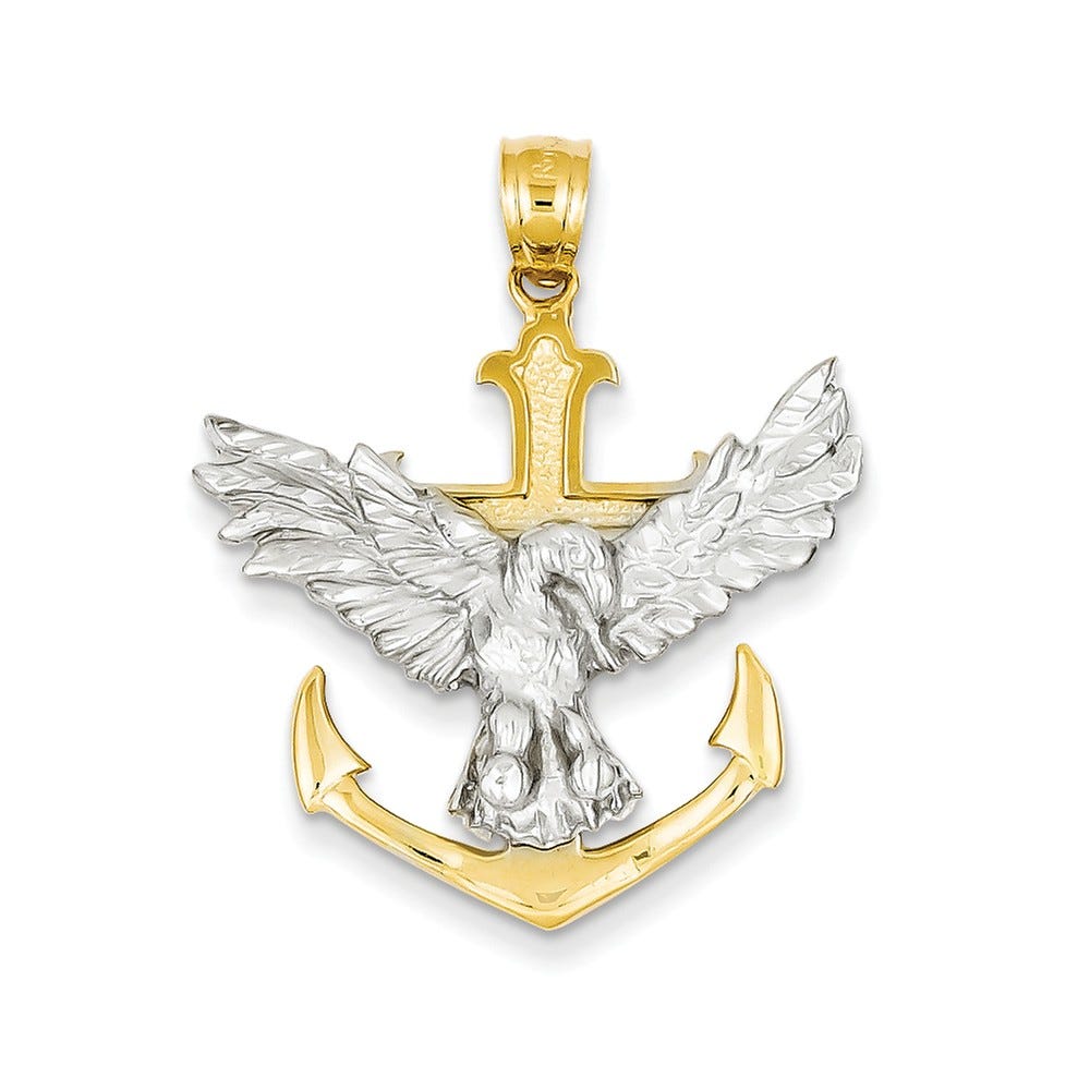 14K Two-Tone Mariners Cross With Eagle Pendant