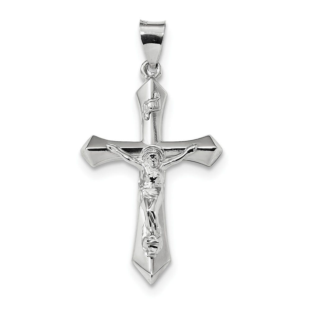 Rhodium-Plated Polished Inri Crucifix Pendant