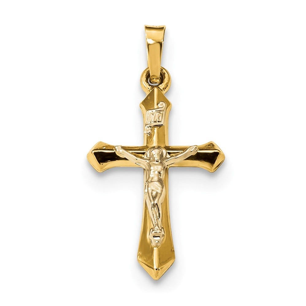 14K Two-Tone Inri Crucifix Pendant