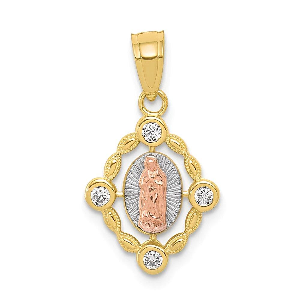 10K Tri-Color Cz Our Lady Of Guadalupe Religious Medal