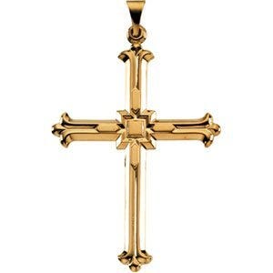 Large Gold Ball-Tipped Cross Pendant