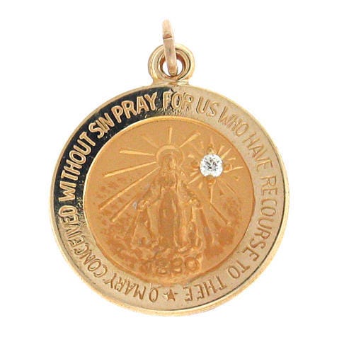 14K Gold Miraculous Medal With Diamond