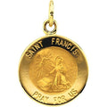 14K Gold Saint Francis Religious Medal