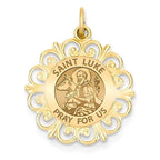 Saint Luke Round Filigree Religious Medal