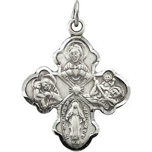 Four Way Cross Pendant With 18 Inch Chain