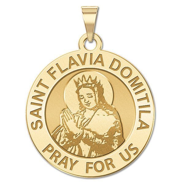 Saint Flavia Domitila Round Religious Medal
