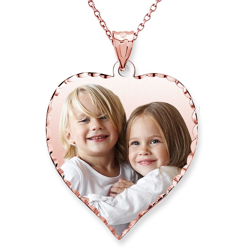 14K Rose Gold Plated Heart Photo Pendant