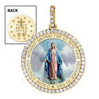Large Miraculous Medal Diamond Religious Medal