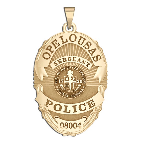 Personalized Oval Louisiana Police Badge with Your Rank, Number & Department