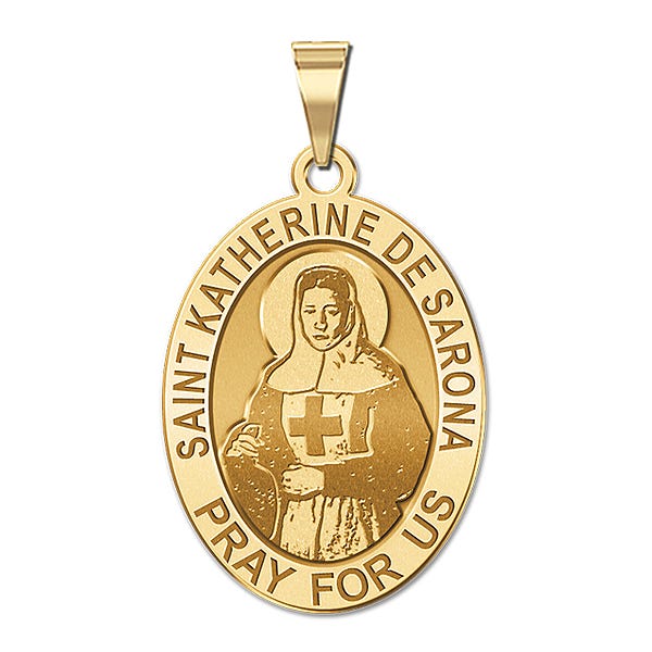 Saint Katherine De Sarona Oval Religious Medal