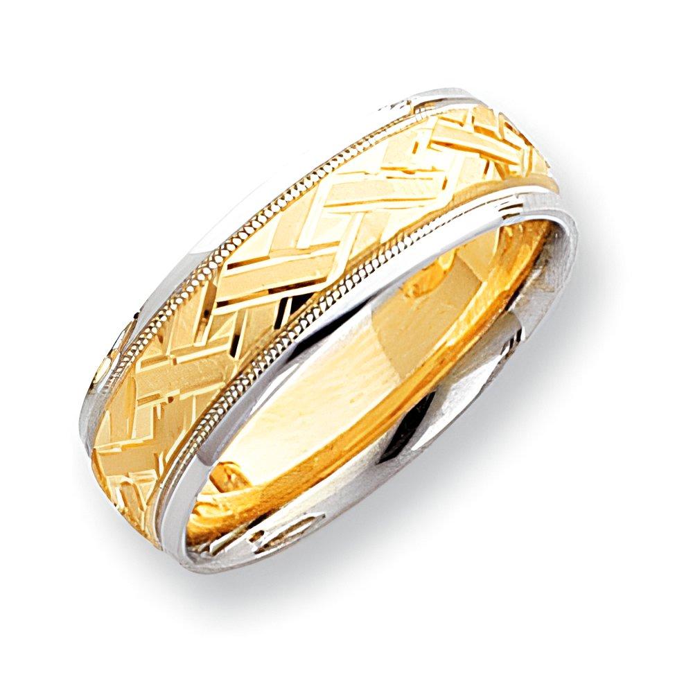 14K Two-Tone Approx. 0.28 Inch Design-Etched Wedding Band