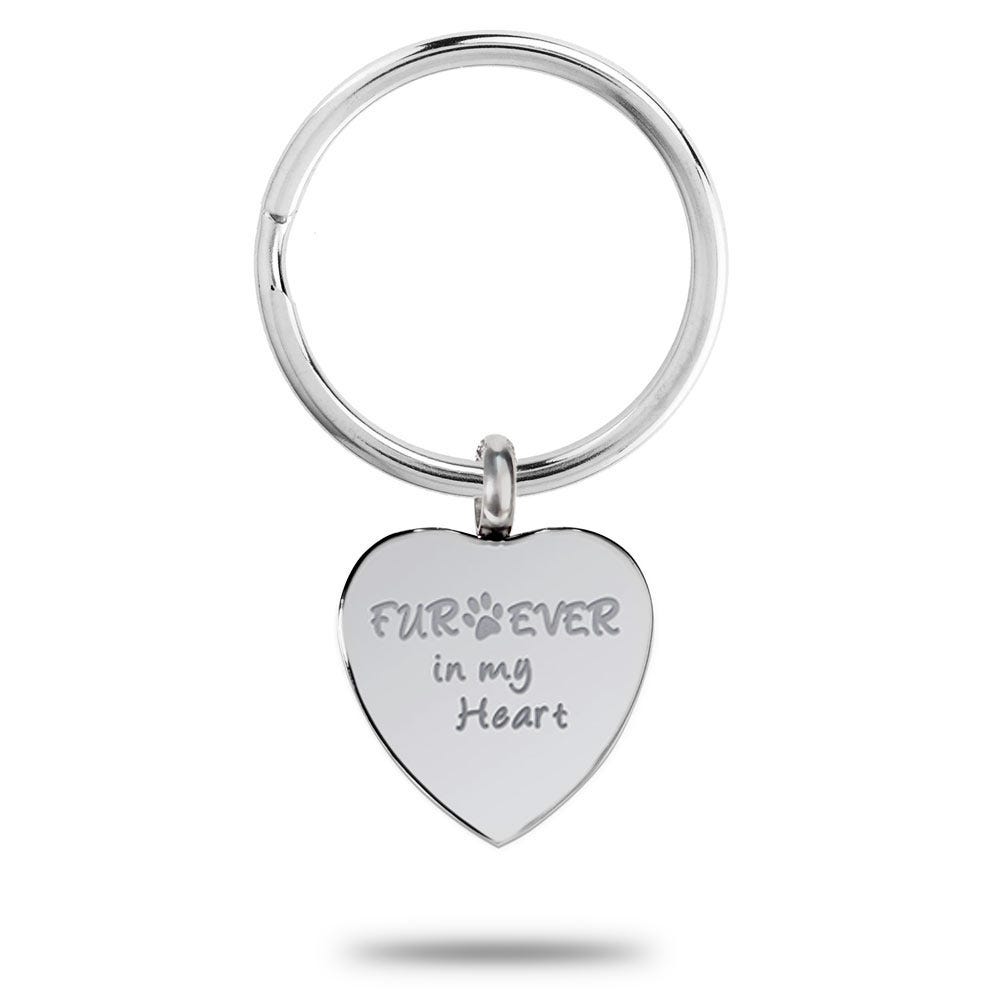 Heart Shape Furever in My Heart Cremation and Ash Vessel Keychain