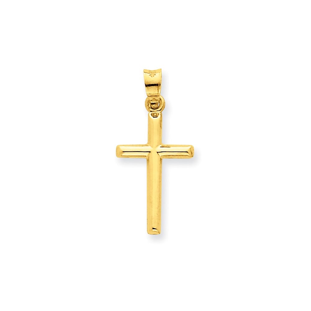 14K Polished Hollow Cross Pendant
