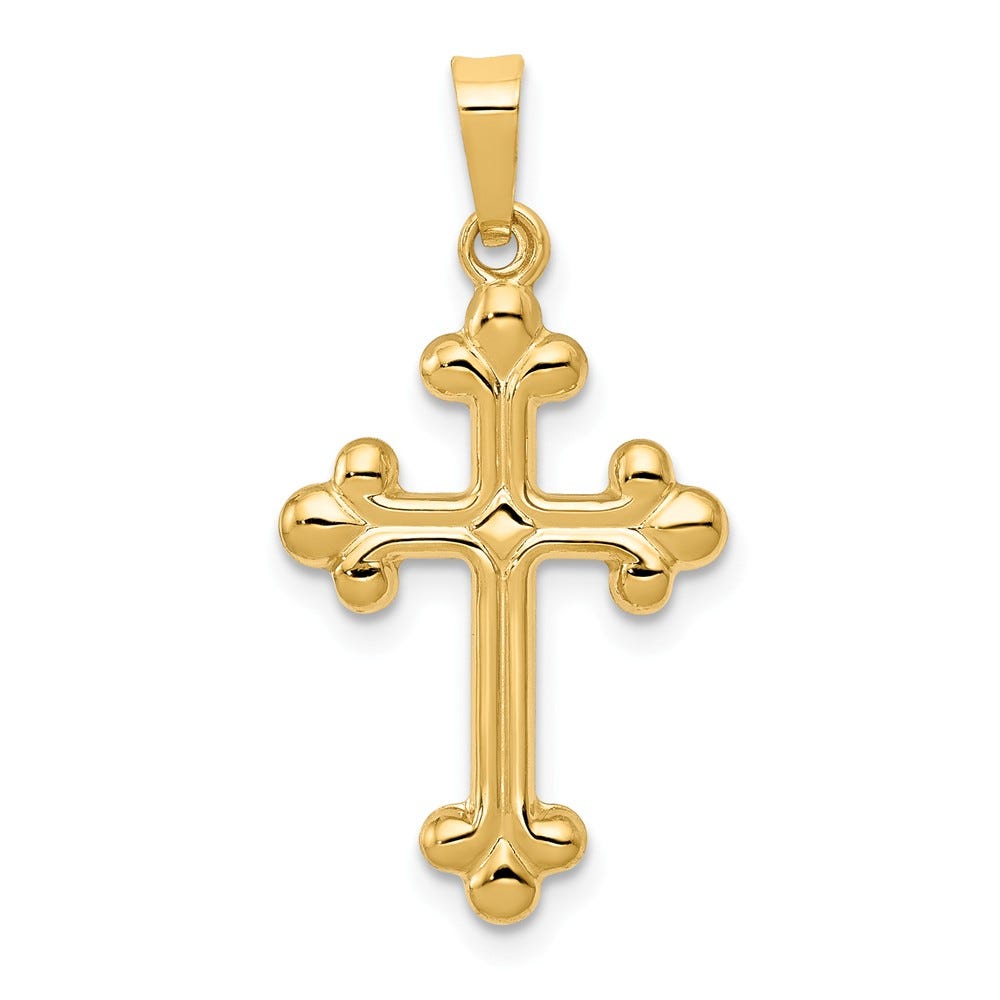 14K Polished Budded Cross Pendant