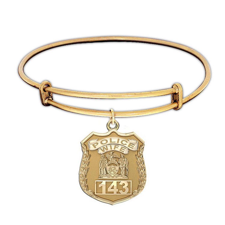 Police Wife Personalized Police Badge with Your Number Expandable Bracelet