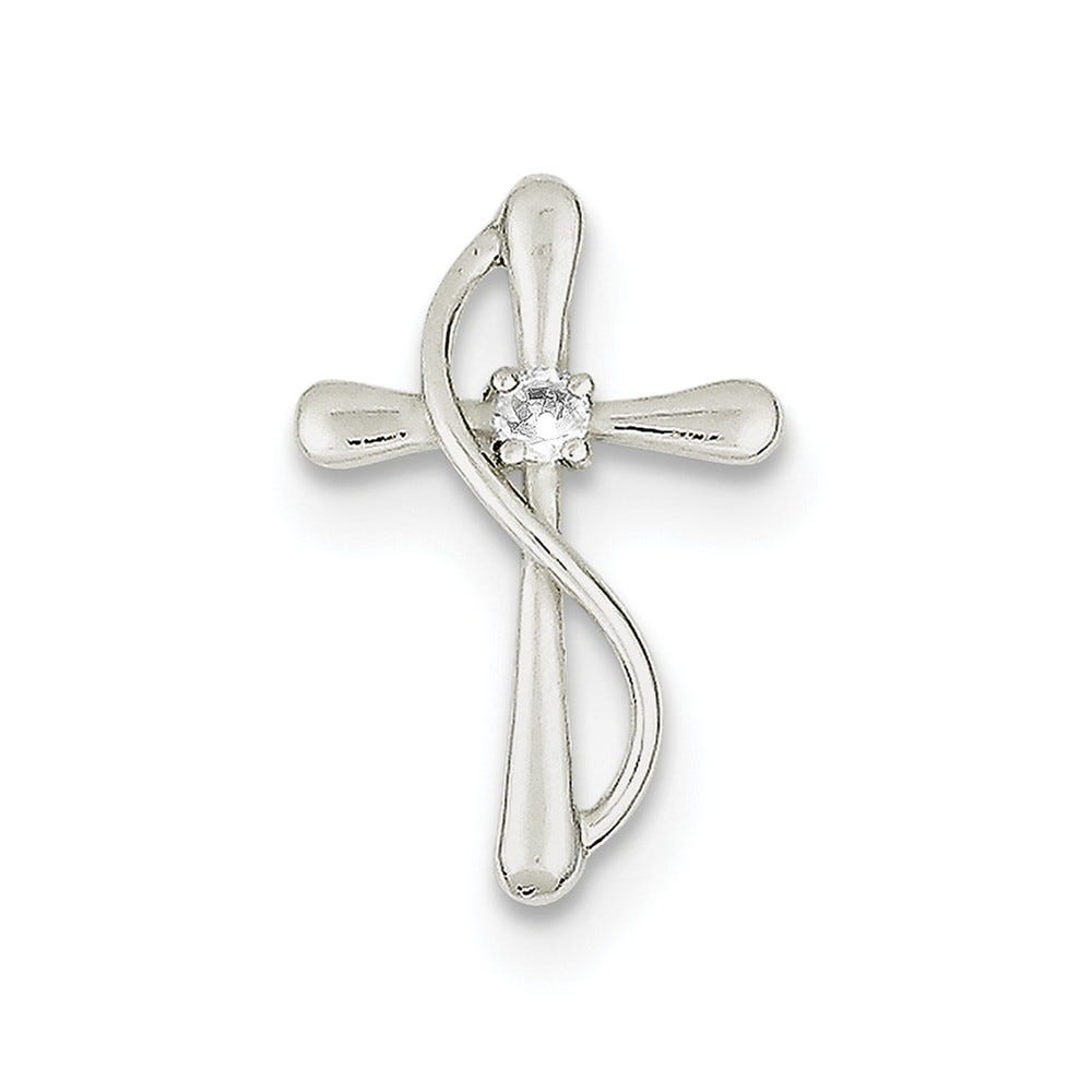 Polished Cubic Zirconia Cross Pendant