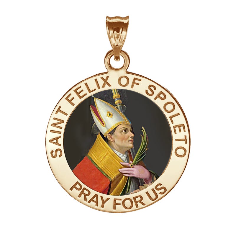 Saint Felix of Spoleto Round Color Religious Medal