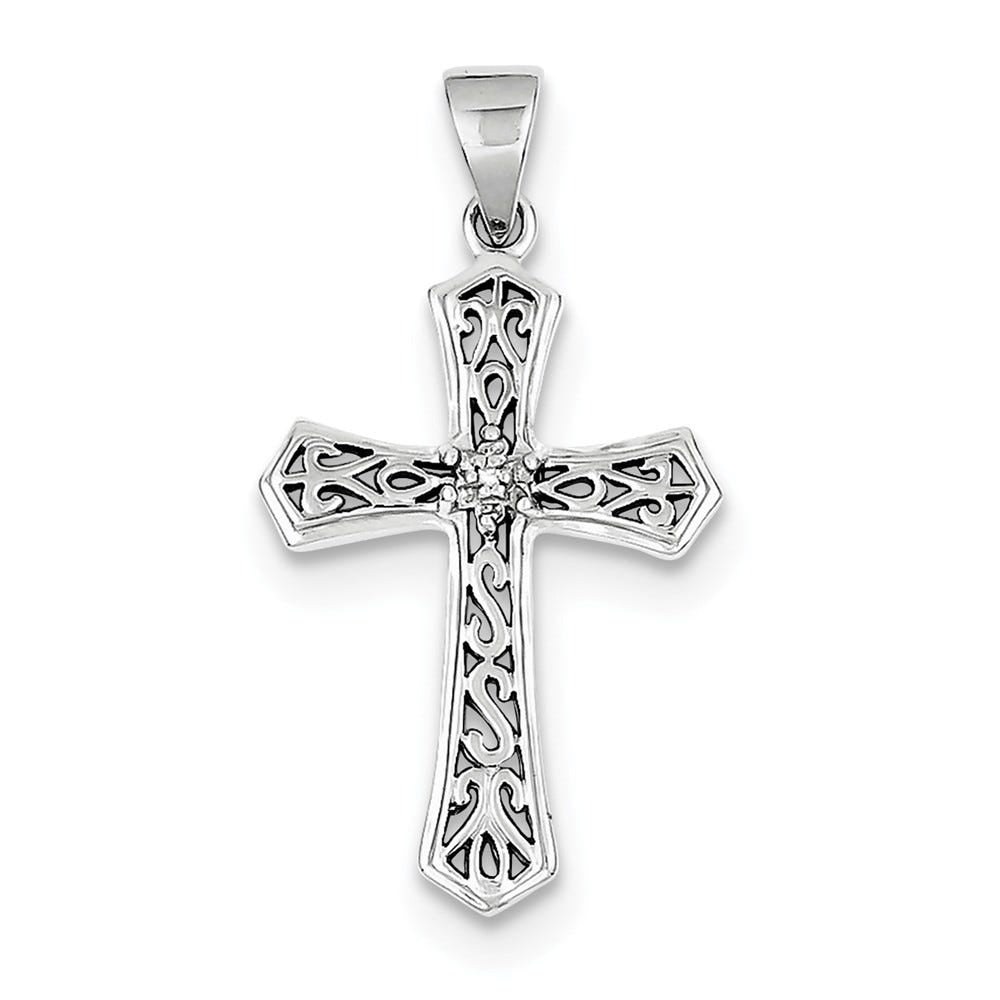 Sterling Silver Diamond Cross Pendant