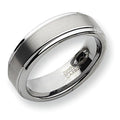 Tungsten Ridged Edge Approx. 0.31 Inch Brushed and Polished Wedding Band